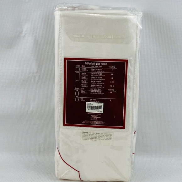 St. Nicholas Square Poinsettia Cut Out Tablecloth‎ 70" Round Christmas Holidays - Picture 4 of 5